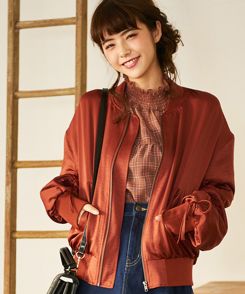 WEGO(ウィゴー)の「WEGO/ドロストスリーブブルゾン(ブルゾン・レディース・ブラック/ブラウン/カーキ・FREE)」の3枚目の写真