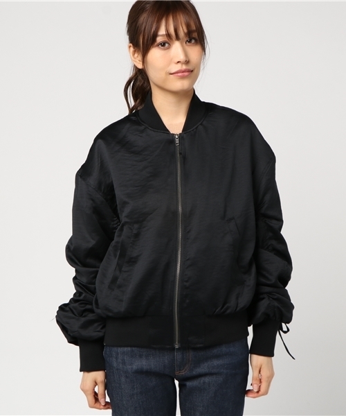 WEGO(ウィゴー)の「WEGO/ドロストスリーブブルゾン(ブルゾン・レディース・ブラック/ブラウン/カーキ・FREE)」の4枚目の写真