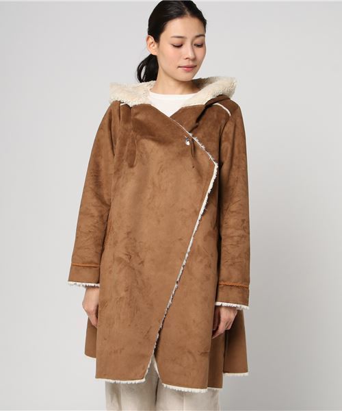 チャイハネ（チャイハネ）の「【チャイハネ】フォークロアフェイクムートンコート（その他アウター・レディース・ベージュ/ネイビー・FREE）」の3枚目の写真