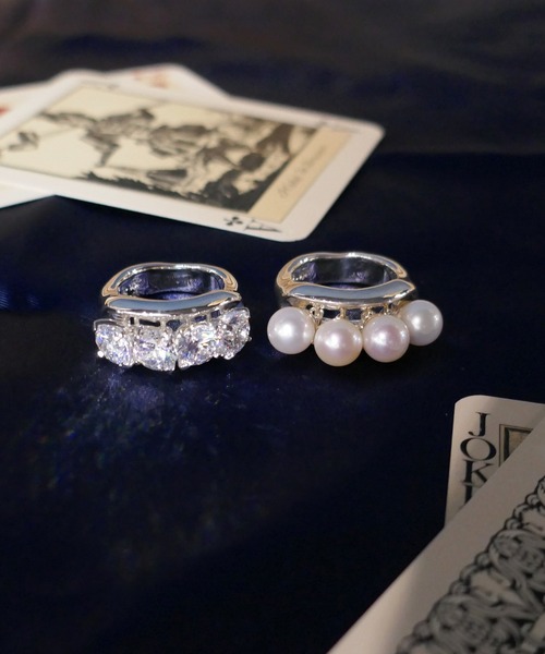 SILVER925パール4粒揺れリング/レディース/メンズ（リング）｜e.m.