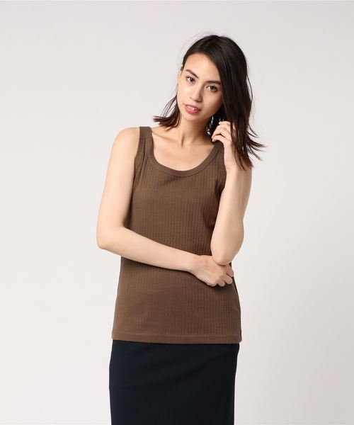 AMERICAN HOLIC(アメリカンホリック)の「・針抜きリブタンクトップ(タンクトップ・レディース・オフホワイト/杢グレー/ブラウン/ブラック・FREE)」の4枚目の写真