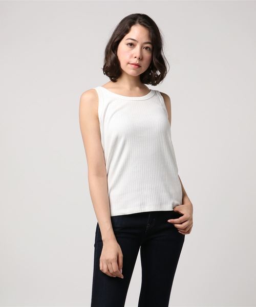 AMERICAN HOLIC(アメリカンホリック)の「・針抜きリブタンクトップ(タンクトップ・レディース・オフホワイト/杢グレー/ブラウン/ブラック・FREE)」の2枚目の写真