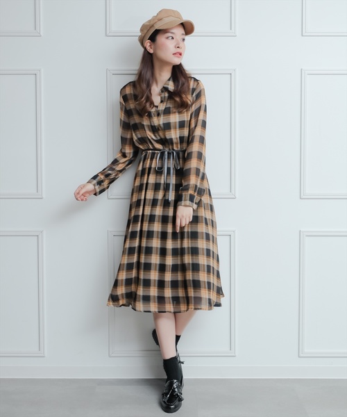 clear（クリア）の「シアーチェックワンピース/チェック柄ドレス