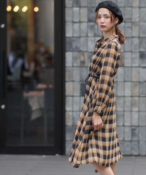 clear（クリア）の「シアーチェックワンピース/チェック柄ドレス