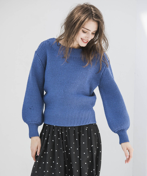 Emma Taylor(エマテイラー)の「1.5Gボートネックリブニットプルオーバー(ニット/セーター・レディース・ブラック/ブルー/ラベンダー・FREE)」の4枚目の写真