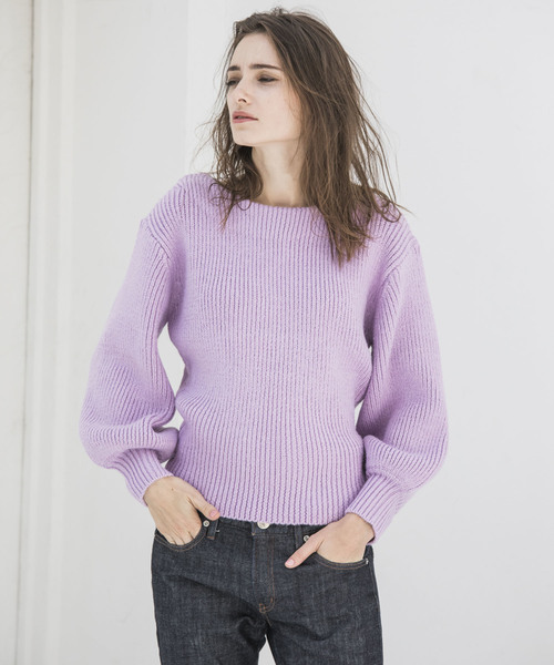 Emma Taylor(エマテイラー)の「1.5Gボートネックリブニットプルオーバー(ニット/セーター・レディース・ブラック/ブルー/ラベンダー・FREE)」の9枚目の写真