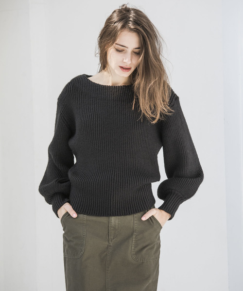 Emma Taylor(エマテイラー)の「1.5Gボートネックリブニットプルオーバー(ニット/セーター・レディース・ブラック/ブルー/ラベンダー・FREE)」の8枚目の写真