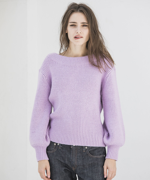 Emma Taylor(エマテイラー)の「1.5Gボートネックリブニットプルオーバー(ニット/セーター・レディース・ブラック/ブルー/ラベンダー・FREE)」の5枚目の写真