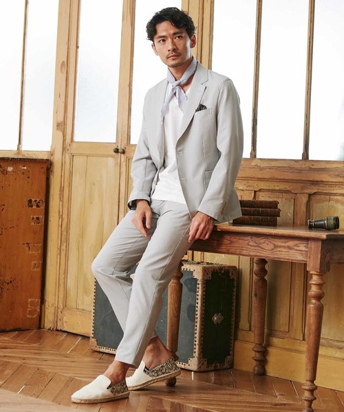 MEN'S BIGI（メンズビギ）の「シアサッカーネッカチーフ（バンダナ/スカーフ・メンズ・ネイビー/ブルー系その他/レッド系その他・FREE）」の4枚目の写真