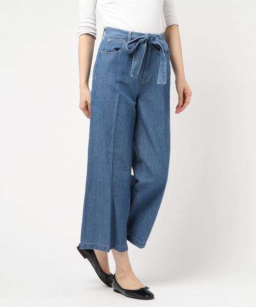 Petit Honfleur(プチオンフルール)の「◇カタログ掲載◇【麻シリーズ】麻入りデニムワイドパンツ(デニムパンツ・レディース・ネイビー/ブルー・70/61/64/67)」の14枚目の写真