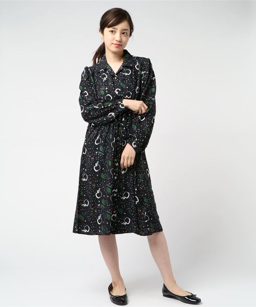 Scolar スカラー の 万有引力柄シャツワンピース シャツワンピース Wear