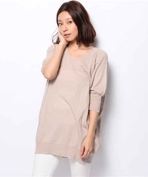 OUTLET（アウトレット）の「【mystic】ニットVプルオーバー（ニット/セーター・レディース・グレー/ピンク/ブラック/ベージュ・FREE）」の3枚目の写真