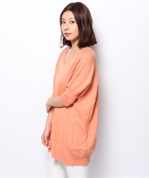 OUTLET（アウトレット）の「【mystic】ニットVプルオーバー（ニット/セーター・レディース・グレー/ピンク/ブラック/ベージュ・FREE）」の6枚目の写真
