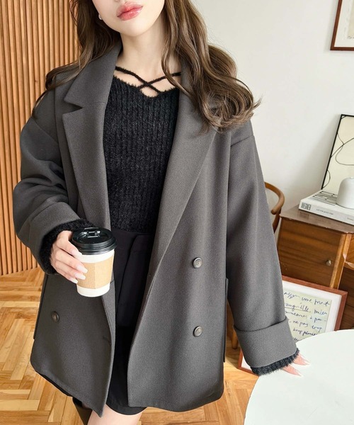 美品【大きいサイズ3】45rpm ウールニットダブルジャケット ダークグレー 2026年最新】45rpm / 45R / フォーティーファイブアールピーエム