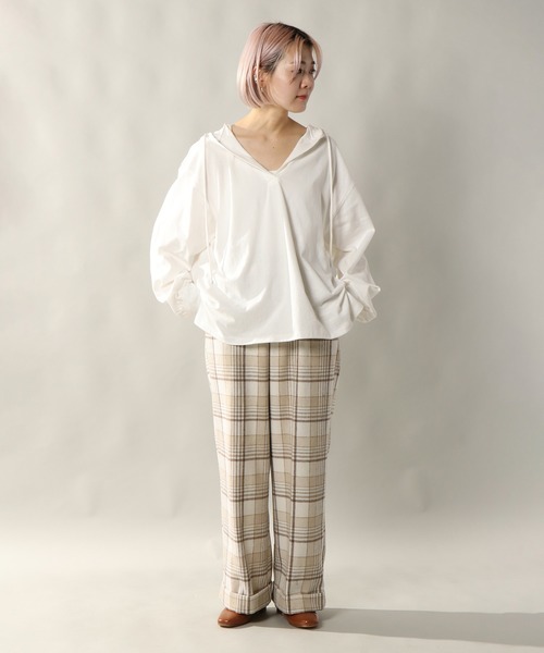 notch.(ノッチ)の「チェックワイドパンツ(その他パンツ・レディース・ブラック/ベージュ/オフホワイト・M)」の15枚目の写真