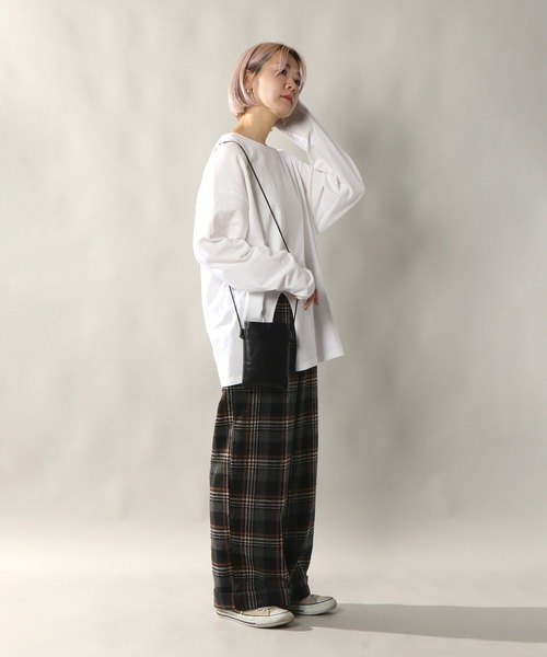 notch.(ノッチ)の「チェックワイドパンツ(その他パンツ・レディース・ブラック/ベージュ/オフホワイト・M)」の9枚目の写真