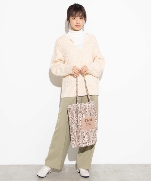 WEGO(ウィゴー)の「WEGO/ロゴプリーツトートバッグ(トートバッグ・レディース・ベージュ/その他1・FREE)」の7枚目の写真