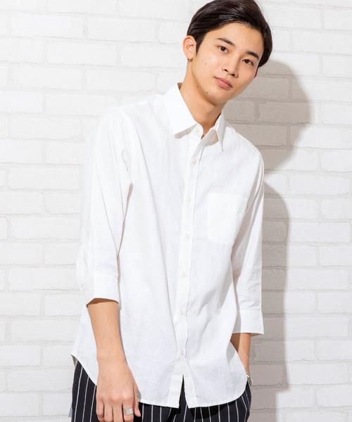 coen（コーエン）の「ヘンプレギュラーカラー7分袖シャツ#（シャツ/ブラウス・メンズ・ホワイト/オリーブ/ネイビー・SMALL/MEDIUM/LARGE/X-LARGE）」の20枚目の写真