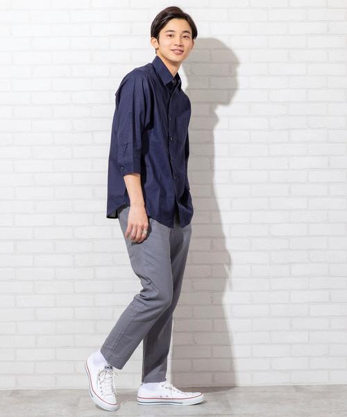 coen（コーエン）の「ヘンプレギュラーカラー7分袖シャツ#（シャツ/ブラウス・メンズ・ホワイト/オリーブ/ネイビー・SMALL/MEDIUM/LARGE/X-LARGE）」の15枚目の写真