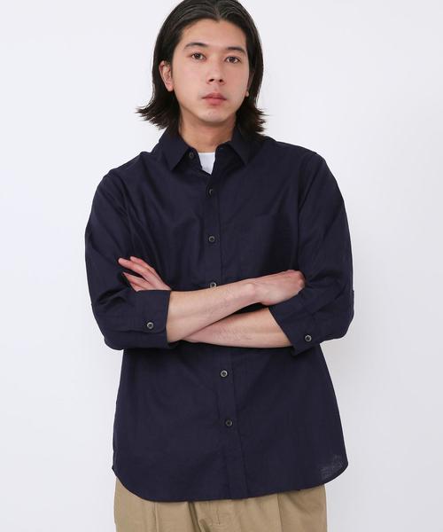 coen（コーエン）の「ヘンプレギュラーカラー7分袖シャツ#（シャツ/ブラウス・メンズ・ホワイト/オリーブ/ネイビー・SMALL/MEDIUM/LARGE/X-LARGE）」の14枚目の写真