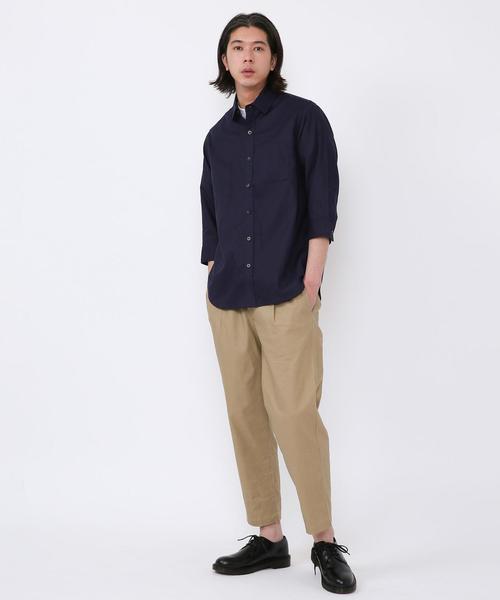 coen（コーエン）の「ヘンプレギュラーカラー7分袖シャツ#（シャツ/ブラウス・メンズ・ホワイト/オリーブ/ネイビー・SMALL/MEDIUM/LARGE/X-LARGE）」の13枚目の写真