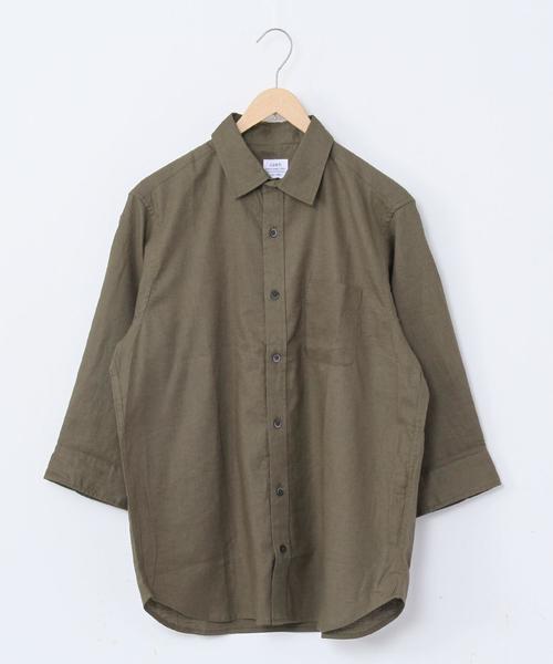 coen（コーエン）の「ヘンプレギュラーカラー7分袖シャツ#（シャツ/ブラウス・メンズ・ホワイト/オリーブ/ネイビー・SMALL/MEDIUM/LARGE/X-LARGE）」の11枚目の写真