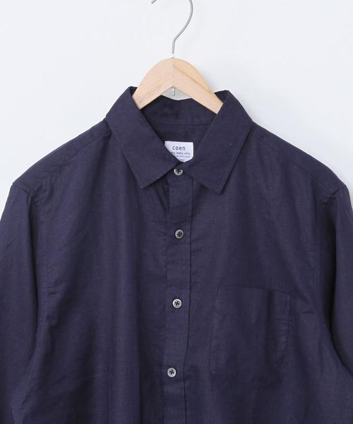 coen（コーエン）の「ヘンプレギュラーカラー7分袖シャツ#（シャツ/ブラウス・メンズ・ホワイト/オリーブ/ネイビー・SMALL/MEDIUM/LARGE/X-LARGE）」の7枚目の写真