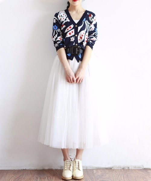 MAISON DE THERESE(メゾン ド テレーズ)の「チュールロングスカート(スカート・レディース・ホワイト/ブラック/グレー・M)」の2枚目の写真