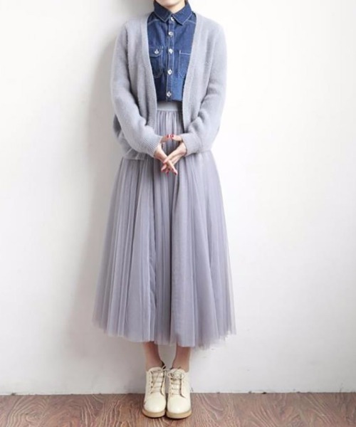 MAISON DE THERESE(メゾン ド テレーズ)の「チュールロングスカート(スカート・レディース・ホワイト/ブラック/グレー・M)」の7枚目の写真