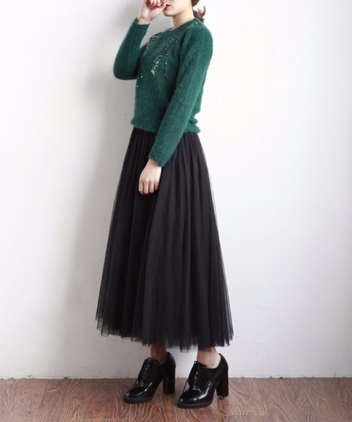 MAISON DE THERESE(メゾン ド テレーズ)の「チュールロングスカート(スカート・レディース・ホワイト/ブラック/グレー・M)」の10枚目の写真