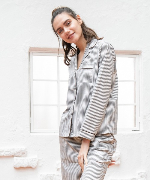 bijorie（ビジュリィ）の「ストライプコットン パジャマ／長袖（ルームウェア/パジャマ・レディース・レッド/キャメル/イエロー・FREE）」の2枚目の写真