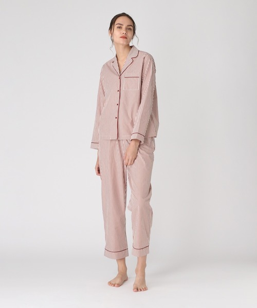 bijorie（ビジュリィ）の「ストライプコットン パジャマ／長袖（ルームウェア/パジャマ・レディース・レッド/キャメル/イエロー・FREE）」の4枚目の写真