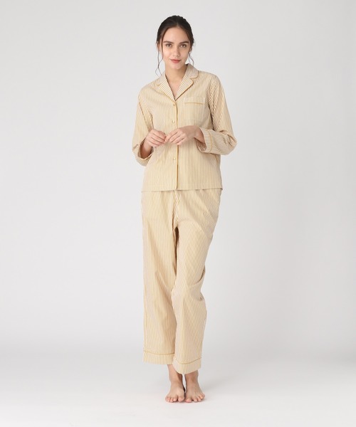 bijorie（ビジュリィ）の「ストライプコットン パジャマ／長袖（ルームウェア/パジャマ・レディース・レッド/キャメル/イエロー・FREE）」の6枚目の写真