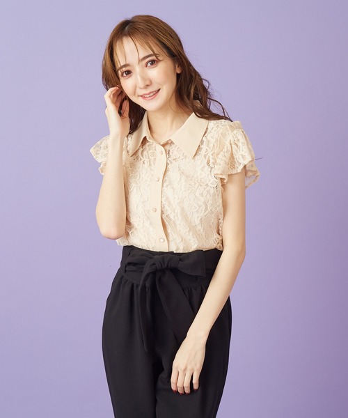 MIIA（ミーア）の「レースフリルブラウス（シャツ/ブラウス・レディース・ブラック/ベージュ/オフホワイト・FREE）」の3枚目の写真