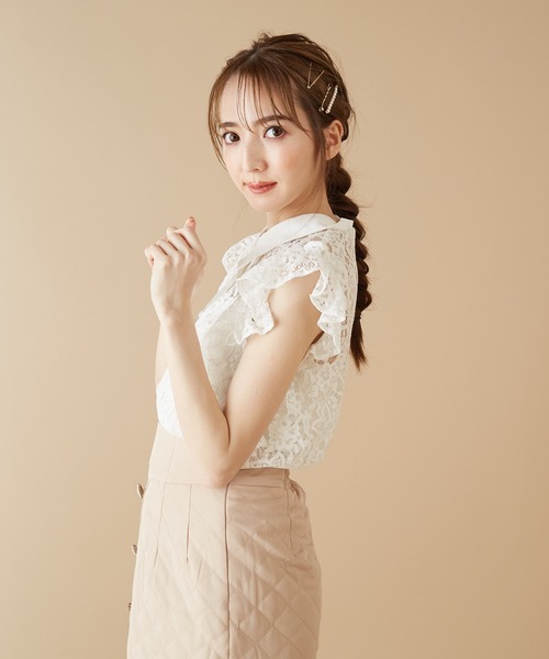 MIIA（ミーア）の「レースフリルブラウス（シャツ/ブラウス・レディース・ブラック/ベージュ/オフホワイト・FREE）」の6枚目の写真