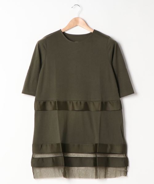 BELLUNA(ベルーナ)の「グログランテープ使いデザインチュニック(チュニック・レディース・カーキ/チャコール/ブラック・MEDIUM/LARGE/X-LARGE)」の11枚目の写真