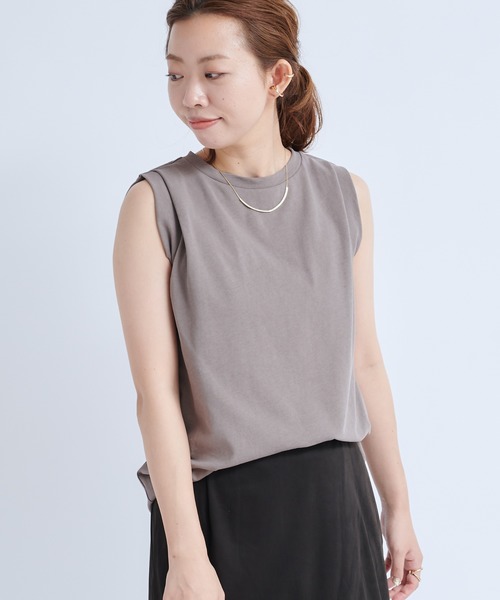 DouDou（ドゥドゥ）の「セットアップタック袖プルオーバー（Tシャツ/カットソー・レディース・ブラック/グレイッシュベージュ・FREE）」の21枚目の写真