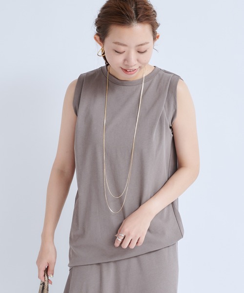 DouDou（ドゥドゥ）の「セットアップタック袖プルオーバー（Tシャツ/カットソー・レディース・ブラック/グレイッシュベージュ・FREE）」の9枚目の写真