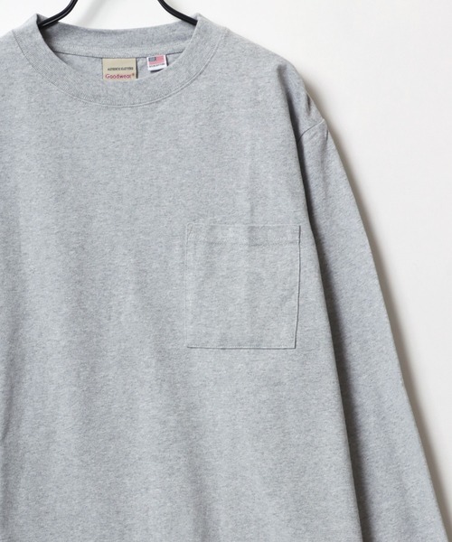 Goodwear（グッドウェア）の「Goodwear/グッドウェア USAコットン 無地 ポケット クルーネック ロングスリーブTシャツ/ロンT/レディース メンズ（Tシャツ/カットソー・メンズ・ホワイト/ブラック/ベージュ/ブラウン/カーキ/グレイッシュベージュ/グレー/チャコール/ネイビー/グレイッシュブルー・M/L/XL）」の16枚目の写真
