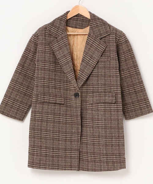 ABITOKYO（アビトーキョー）の「BIGシルエット チェック柄テーラージャケット（テーラードジャケット・レディース・ブラウン/グレー・S/M/L）」の15枚目の写真