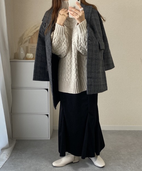 ABITOKYO（アビトーキョー）の「BIGシルエット チェック柄テーラージャケット（テーラードジャケット・レディース・ブラウン/グレー・S/M/L）」の14枚目の写真