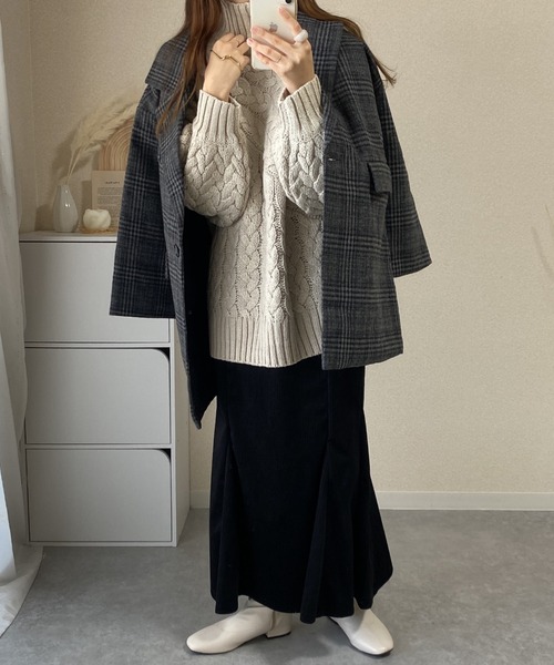 ABITOKYO（アビトーキョー）の「BIGシルエット チェック柄テーラージャケット（テーラードジャケット・レディース・ブラウン/グレー・S/M/L）」の13枚目の写真