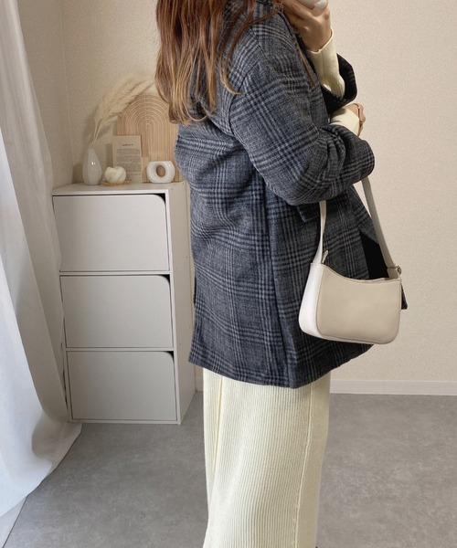 ABITOKYO（アビトーキョー）の「BIGシルエット チェック柄テーラージャケット（テーラードジャケット・レディース・ブラウン/グレー・S/M/L）」の9枚目の写真