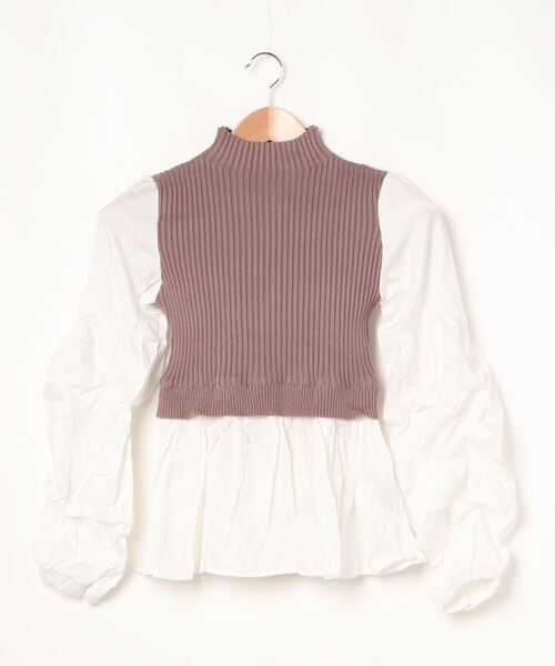 SpRay（スプレイ）の「リブレイヤードボリュームスリーブブラウス（シャツ/ブラウス・レディース・モカ/ブラック・FREE）」の13枚目の写真