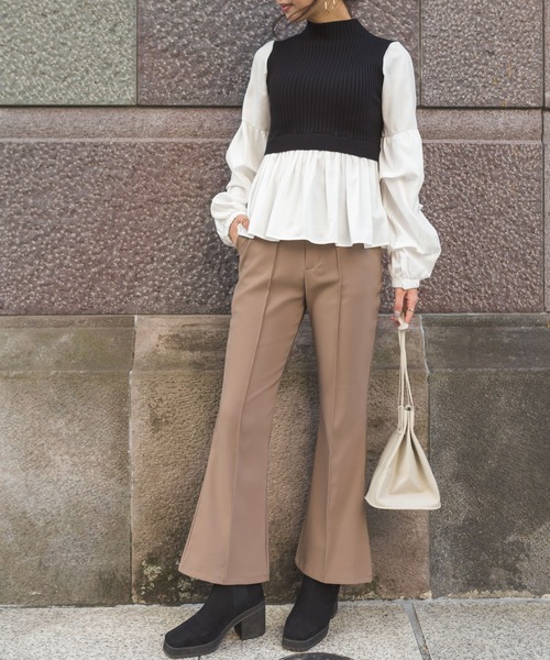 SpRay（スプレイ）の「リブレイヤードボリュームスリーブブラウス（シャツ/ブラウス・レディース・モカ/ブラック・FREE）」の15枚目の写真