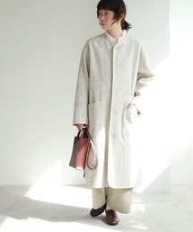 yuni（ユニ ）の「○コットン/Tweed haori コート（ノーカラー