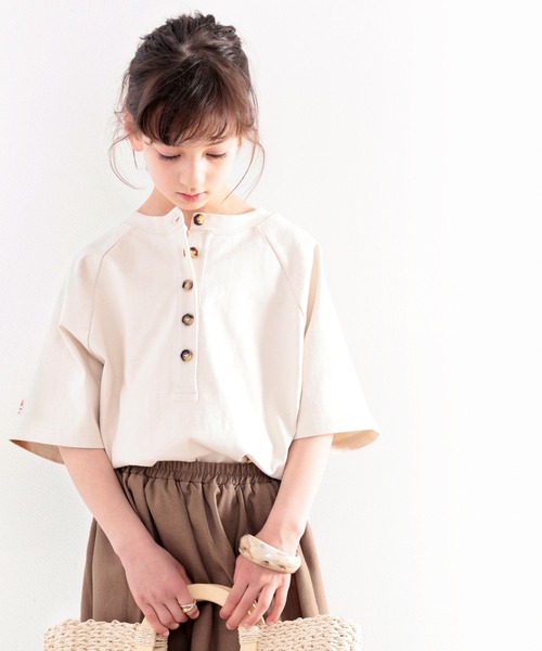 Java(ジャバ)の「《JaVaジャバ コラボ》キッズ 綿100% 前後2way楽しめる♪ヘンリーラグラントップス(Tシャツ/カットソー・キッズ・ホワイト/ブラック/ナチュラル・130/140/150/160)」の3枚目の写真