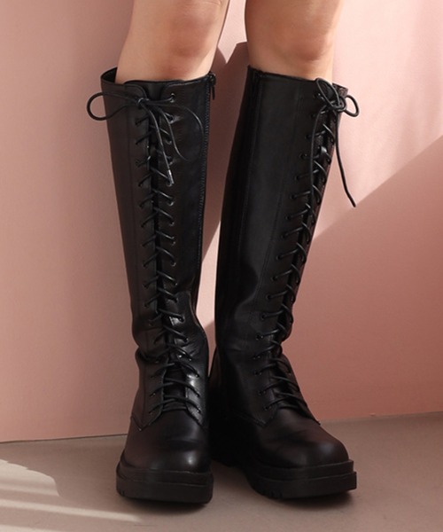 one after another NICE CLAUP（ワンアフターアナザーナイスクラップ）の「レースアップミドルブーツ（ブーツ・レディース・オフホワイト/ブラック/モカ・SMALL/MEDIUM/LARGE）」の3枚目の写真