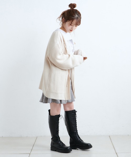 one after another NICE CLAUP（ワンアフターアナザーナイスクラップ）の「レースアップミドルブーツ（ブーツ・レディース・オフホワイト/ブラック/モカ・SMALL/MEDIUM/LARGE）」の12枚目の写真