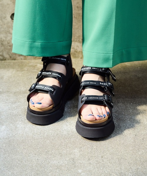 beautiful people（ビューティフルピープル）の「ビューティフルピープル 別注コラボサンダル（サンダル・レディース・ブラック/ベージュ・22.5cm/23.5cm/24.5cm）」の3枚目の写真